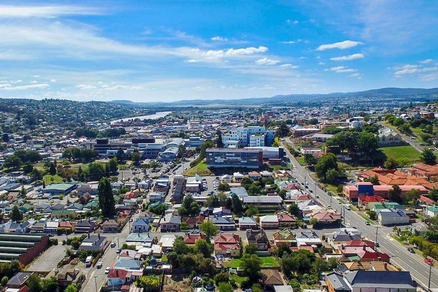 Aerial view of Launceston.