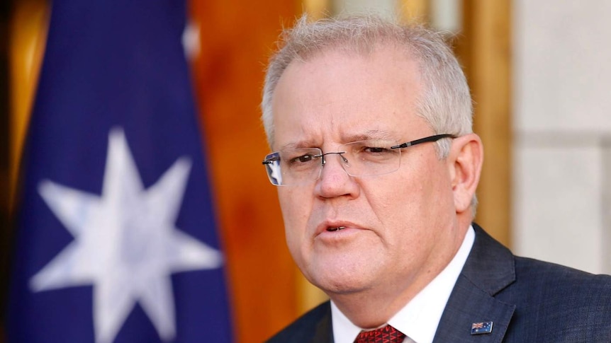 Close-up of Scott Morrison speaking.