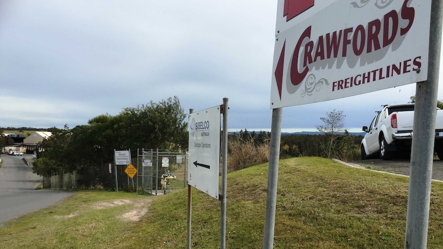 The entrance to the Crawfords Freightlines site at Sandgate, near Newcastle.