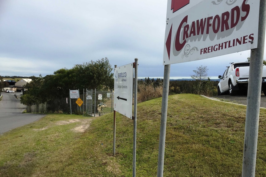 The entrance to the Crawfords Freightlines site at Sandgate, near Newcastle.