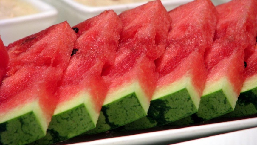 Watermelon slices on a plate.