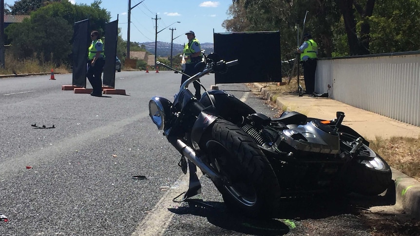 Motorcycle involved in the Weetangera fatal accident.