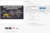 A screenshot of an eBay auction for a vote in the same sex marriage survey.