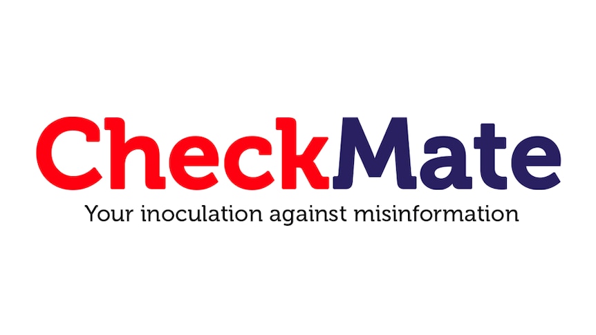 The word "Check" is in red text then "Mate" in blue text. Sub: "Your inoculation against misinformation"