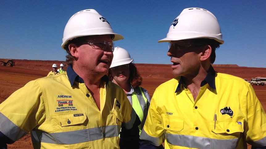 Tony Abbott and mining magnate Andrew Forrest in the Pilbara
