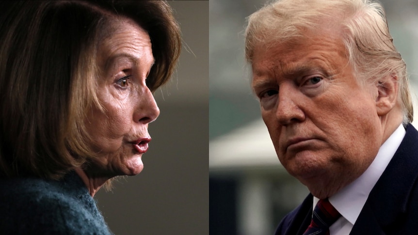 A composite image of House Speaker Nancy Pelosi and President Donald Trump