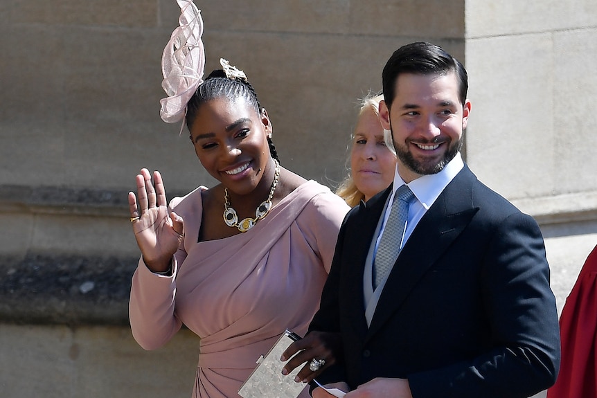 Serena Williams arrives with her husband Alexis Ohanian.