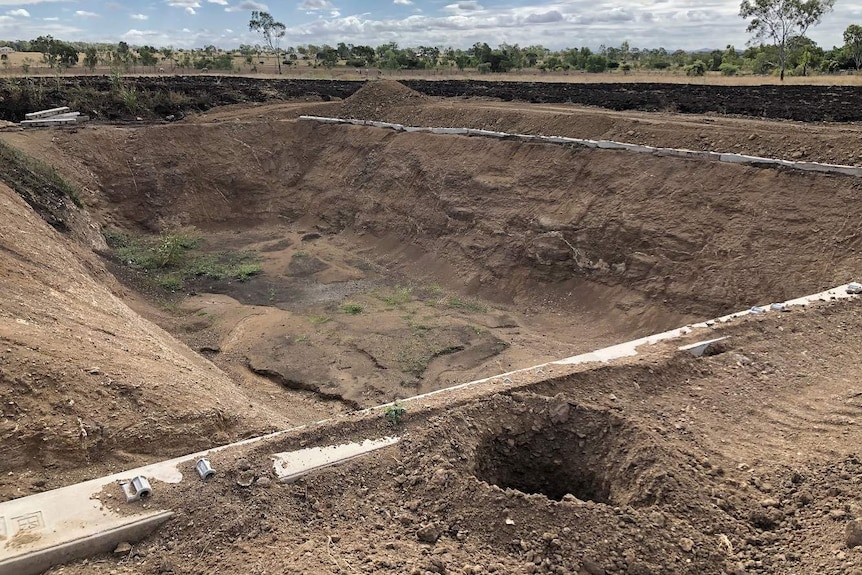 A new dam on Peter Anderson's property at Alton Downs, which he will use to water his new farming projects