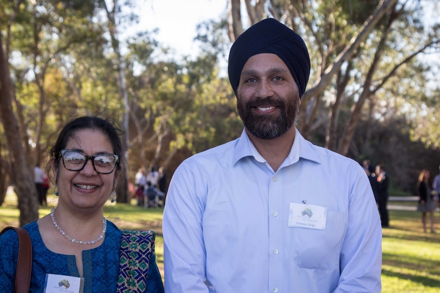 Kuljit Kaur Jassal and Kuldeep Singh at the opening of the Australian Sikh Heritage trail