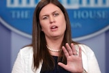 Sarah sanders fronts the white house press gallery