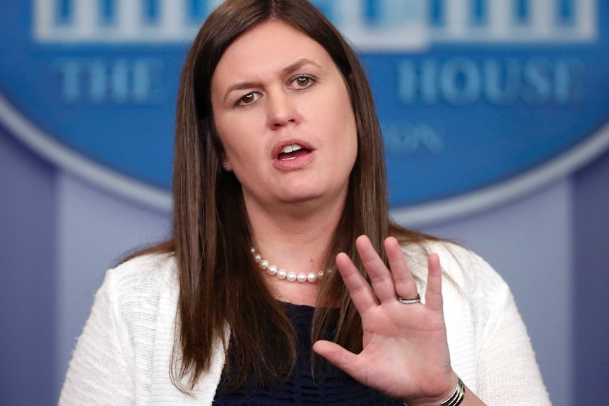Sarah sanders fronts the white house press gallery