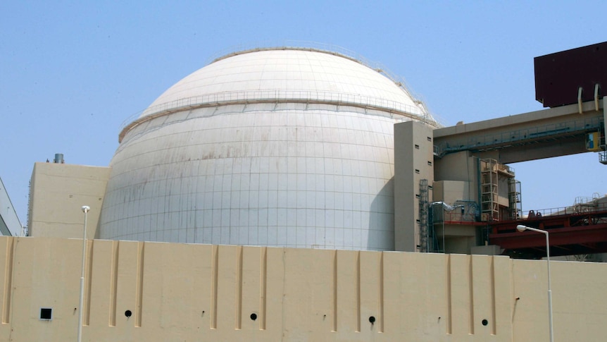 A general view of the Bushehr main nuclear reactor, south of Tehran