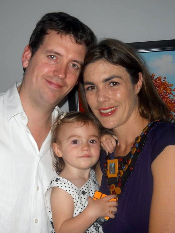 Melinda Taylor pictured with her husband and daughter