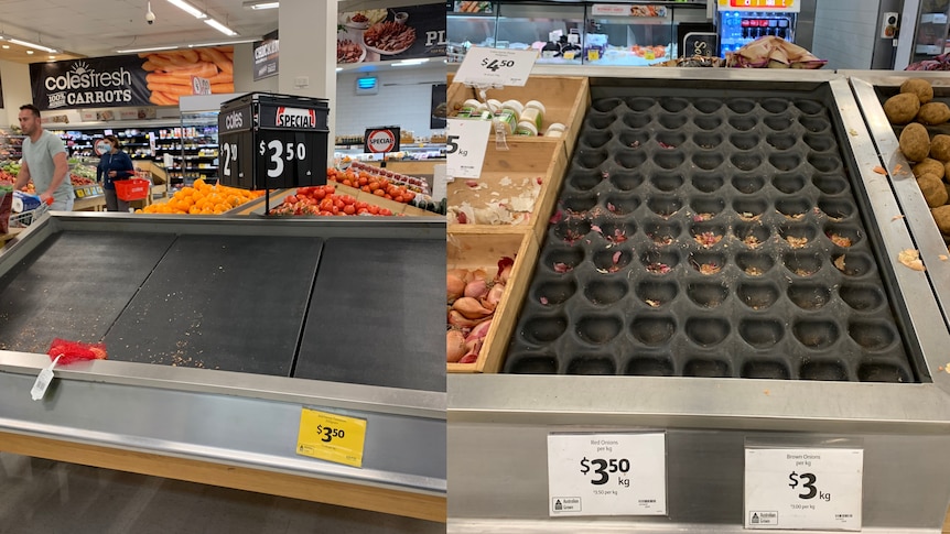 empty shelves at a supermarket