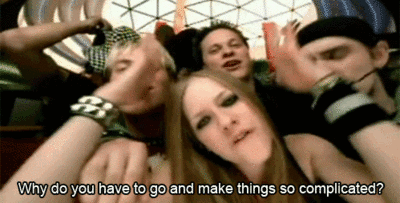 Avril Lavigne singing in It's Complicated film clip.