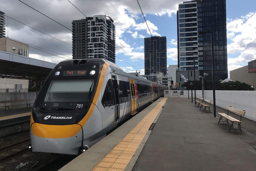 A train at an empty train station