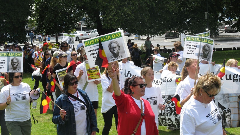 Protesters say celebrating January 26 as Australia Day is racist.