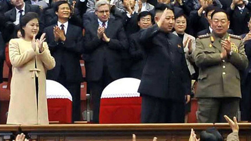 Kim Jong Un and his wife Ri Sol-Ju attend a concert