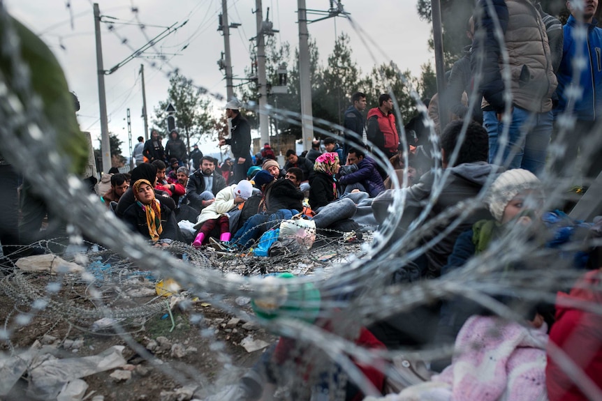 Asylum seekers stranded at the Macedonian border.