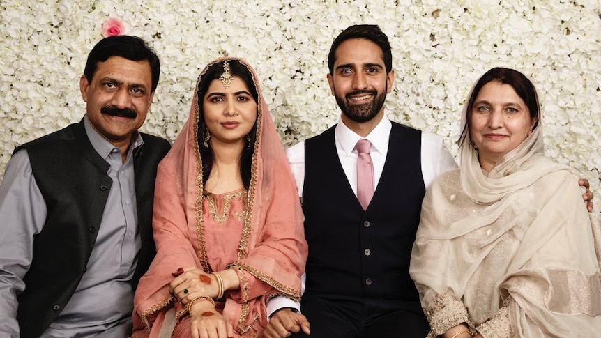 Malala Yousafzai with her family and new husband.