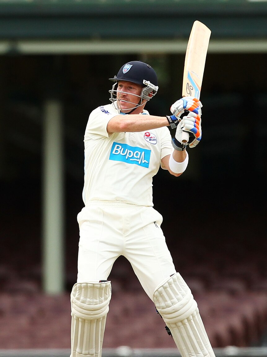 Blues' batsman Brad Haddin bats on day one of the Shield match with Victoria at the SCG.