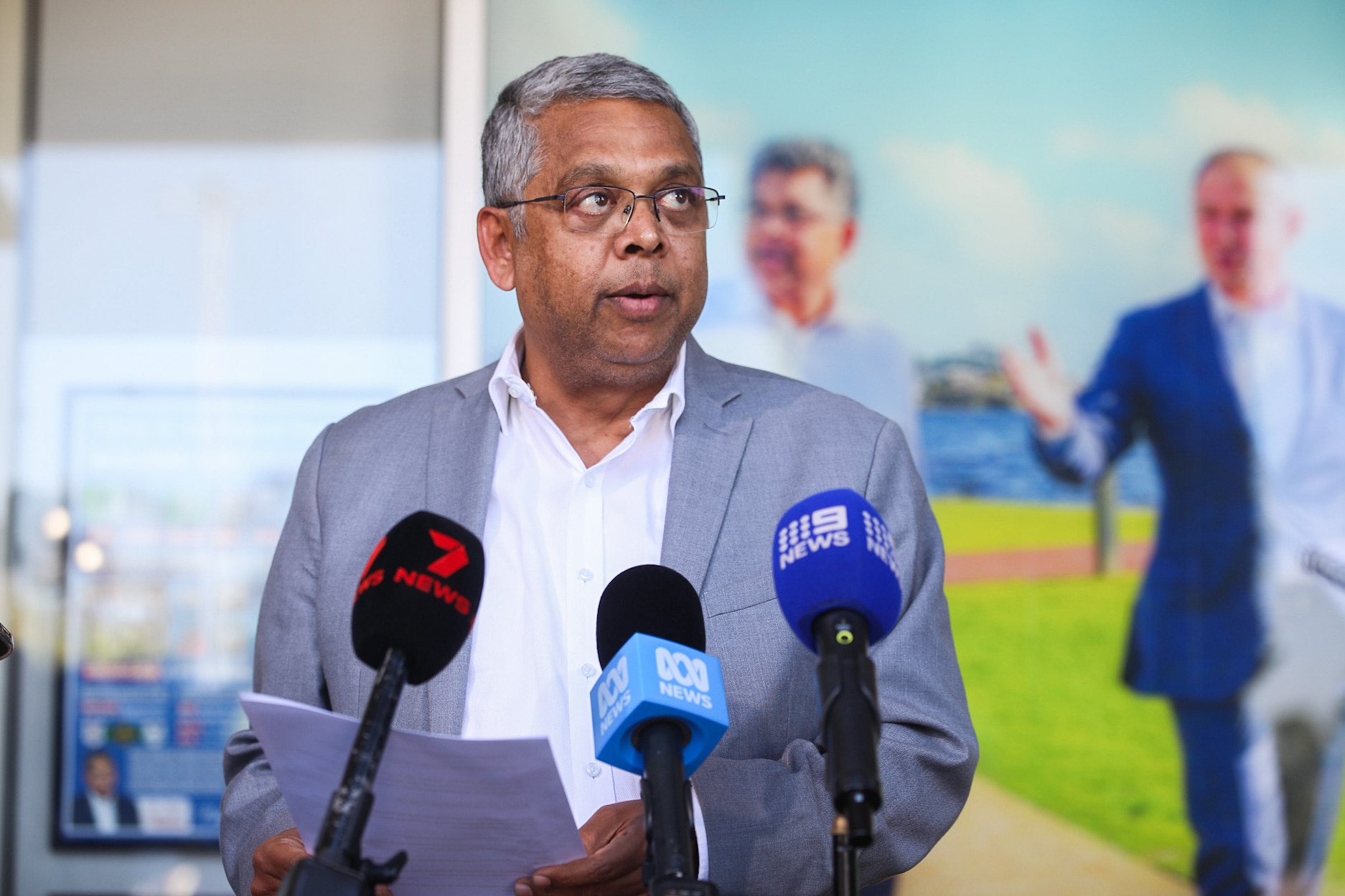 Jagadish Krishnan speaks to reporters.