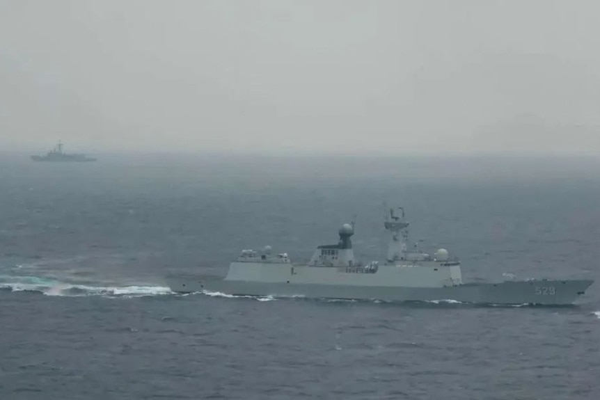 Chinese frigate seen patrolling ocean near Taiwan.