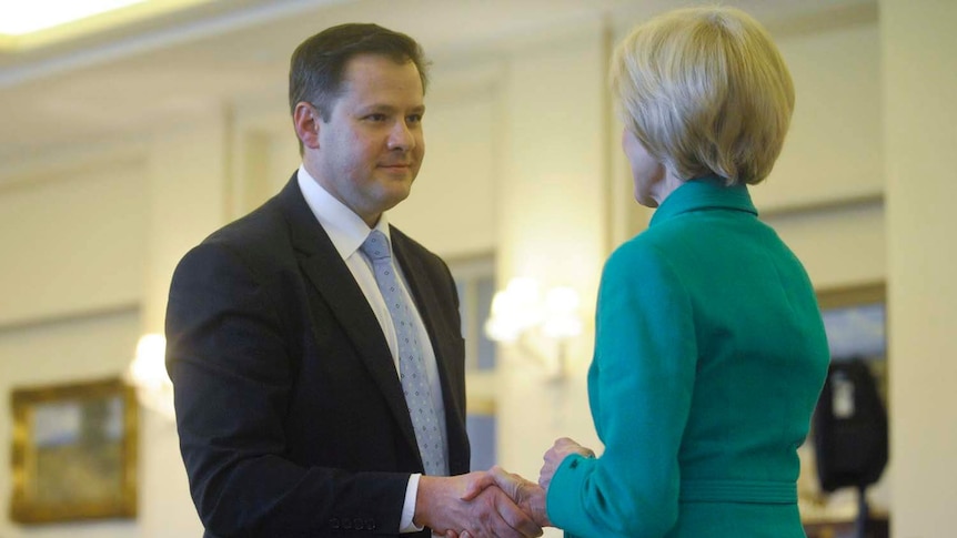 Ed Husic is sworn in by Governor-General Quentin Bryce at Government House, Canberra, on July 1, 2013.