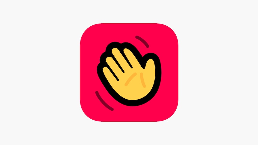 A square app logo of a waving hand