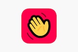 A square app logo of a waving hand