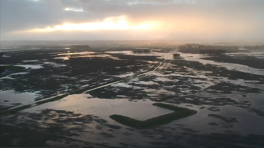 flooded farmland seen from above