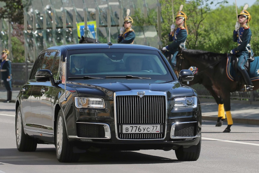 A view shows the new President Vladimir Putin's Russian-made limousine.