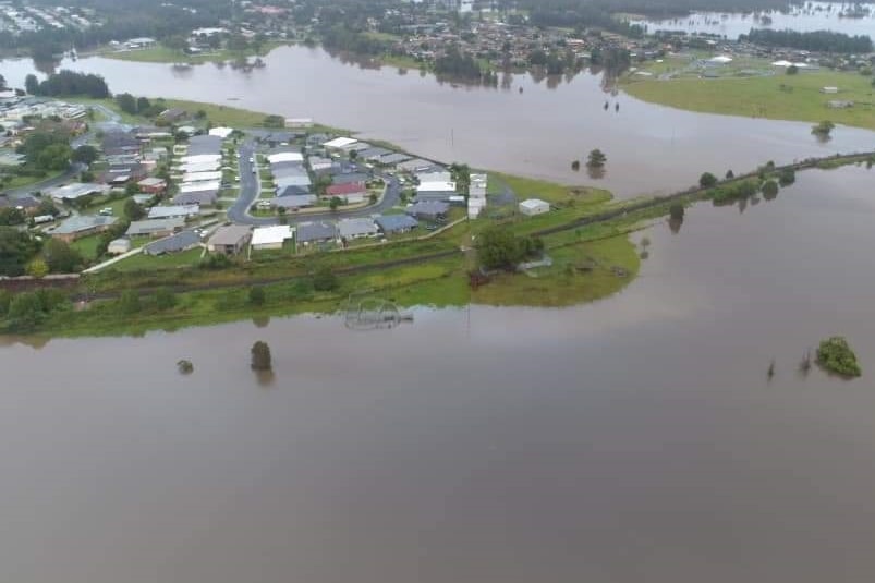 A large amount of water surrounding homes