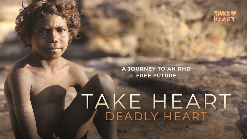 Promo photo for Take Heard Deadly Heart. Young Aboriginal boy sits