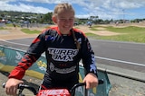BMX rider Chelsea Tuck standing by the side of the track who is competing in the National BMX Championships in Launceston. 