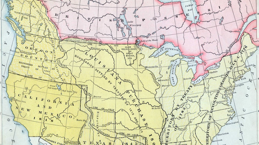 Color-coded map of territorial growth in the US.