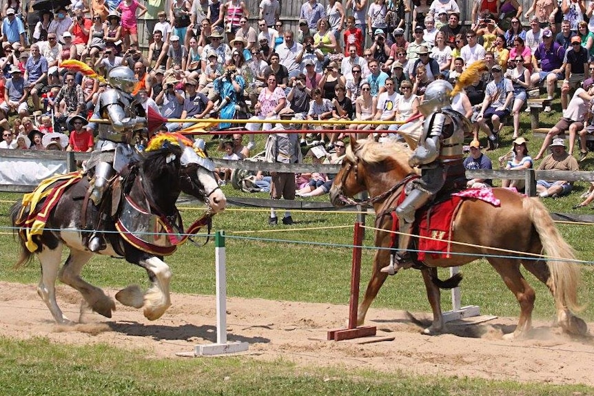 Jousting at the  Tasmania's Medieval Festival