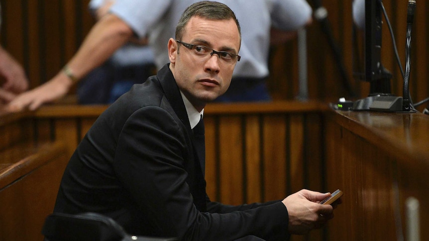 Oscar Pistorius sits in dock during trial