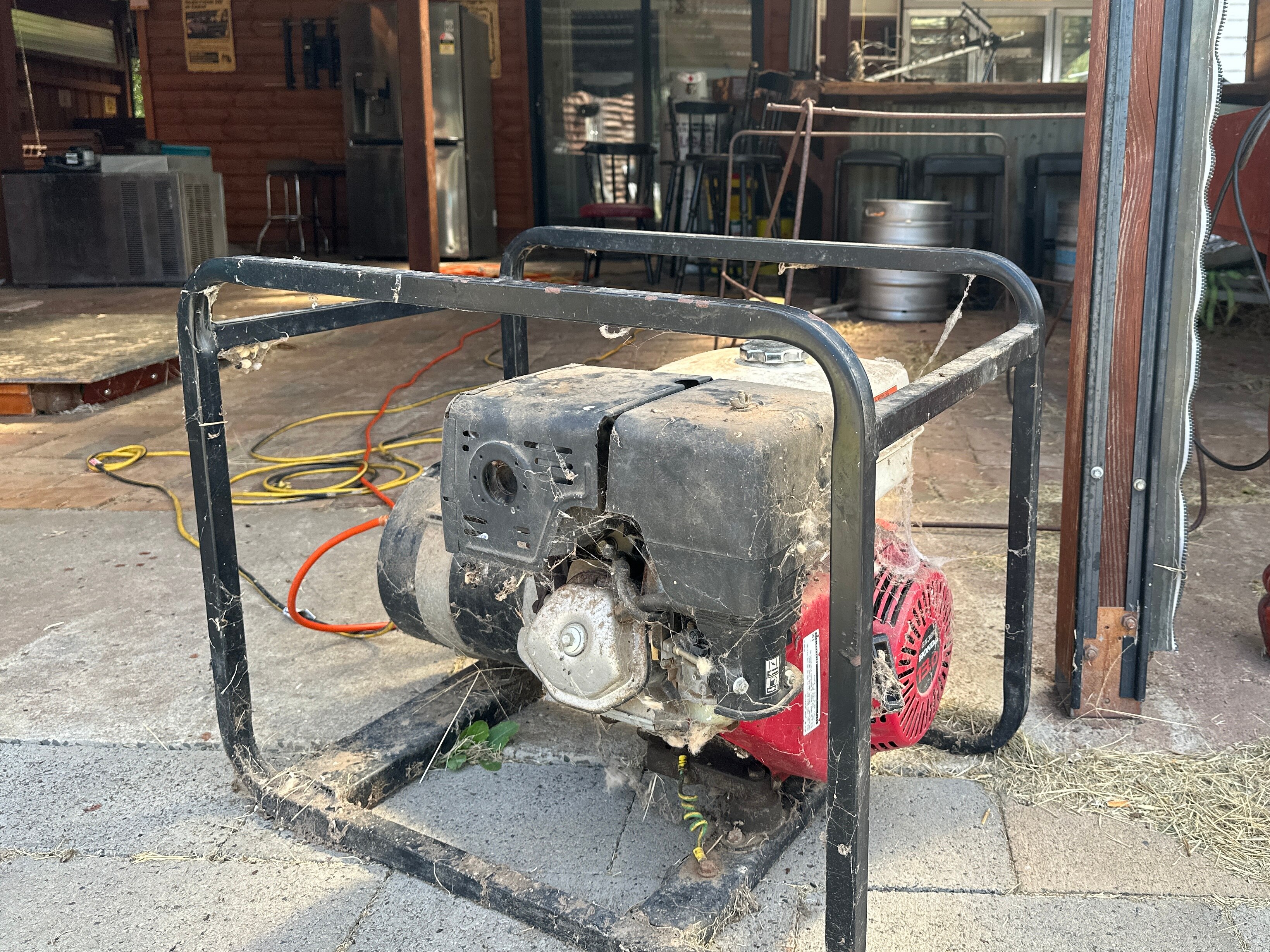A generator sitting in a room.