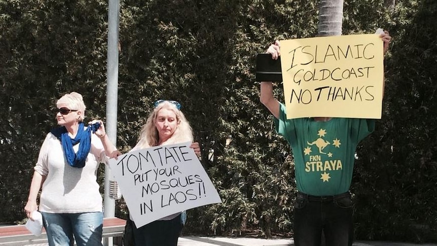 Protestors outside Gold Coast Council chambers