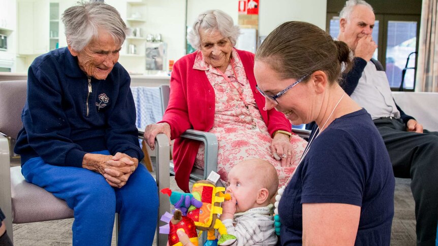 Baby brings smiles to elderly
