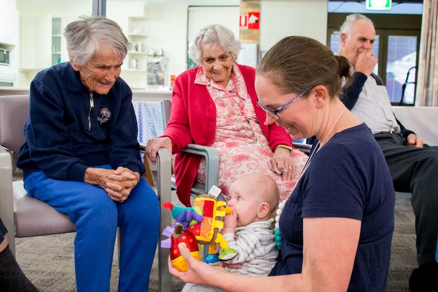 Baby brings smiles to elderly