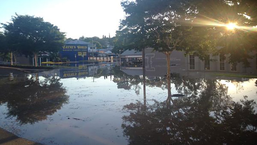 Floodwaters inundating the centre of Gympie on Sunday morning