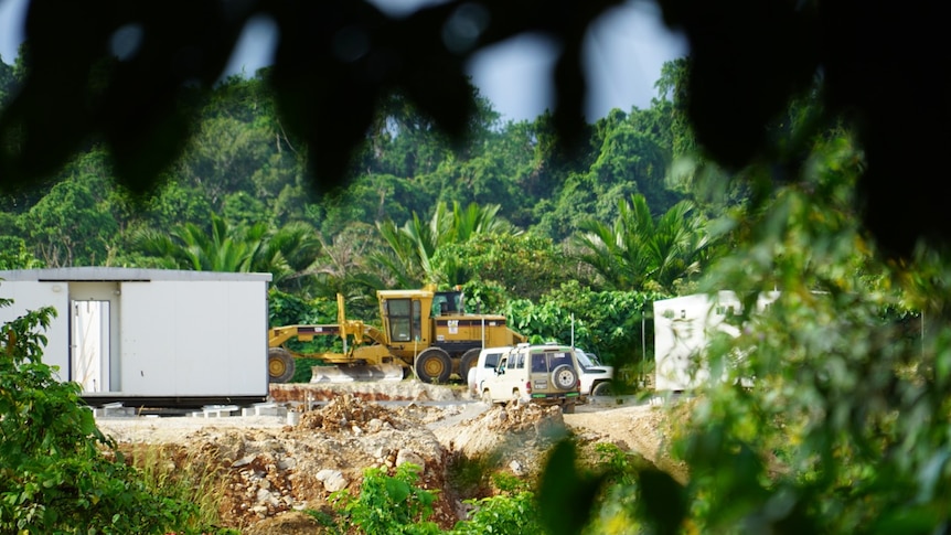 Heavy machinery is scene at the new accommodation site on Manus Island.