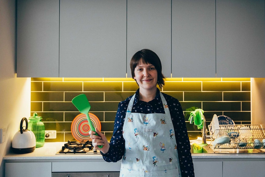 Alice Anderson in her apartment kitchen