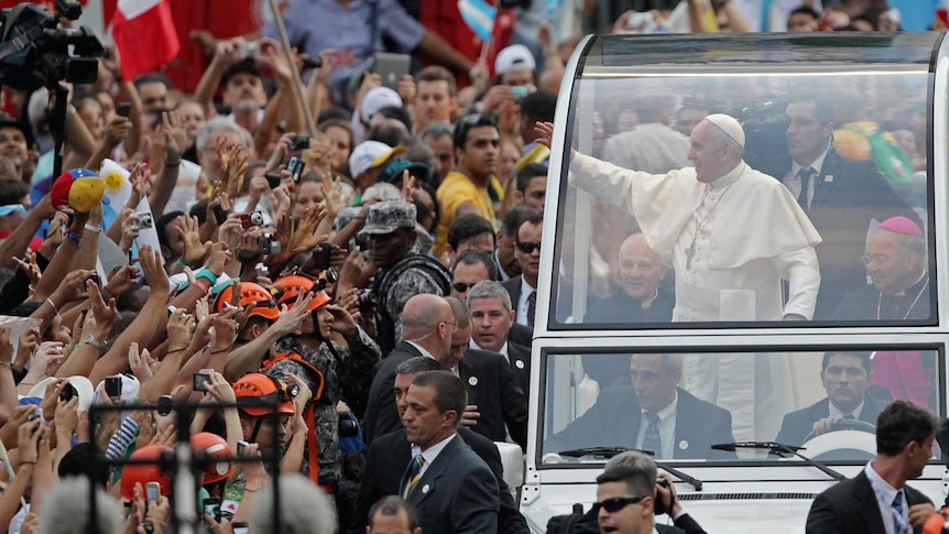 Pope Francis in motorcade