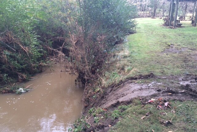 The place where a 65-year-old man's car was washed into Mittagong Creek, in Bowral.