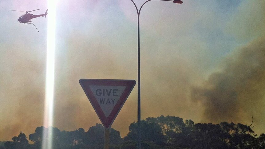 Bushfire causes road closures at Trigg Beach in Perth 24 January 2012