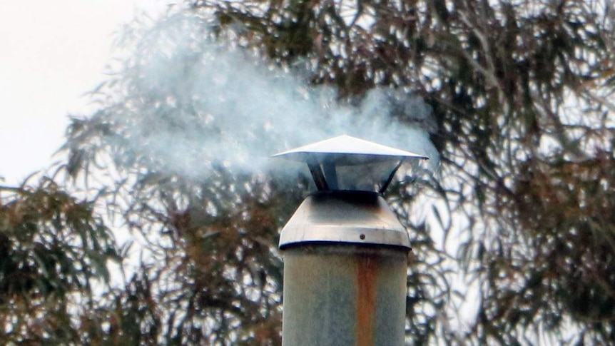 Smoke from wood fuelled heater