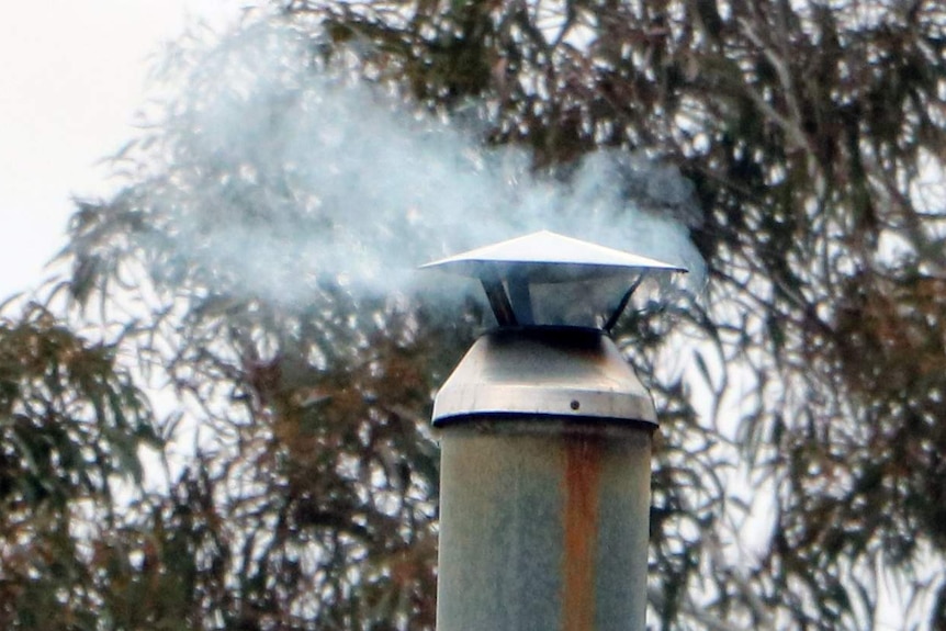 Smoke from wood fuelled heater